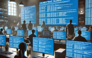 Graphic illustrating the CrowdStrike security flaw that caused global IT outages on July 19, 2024.