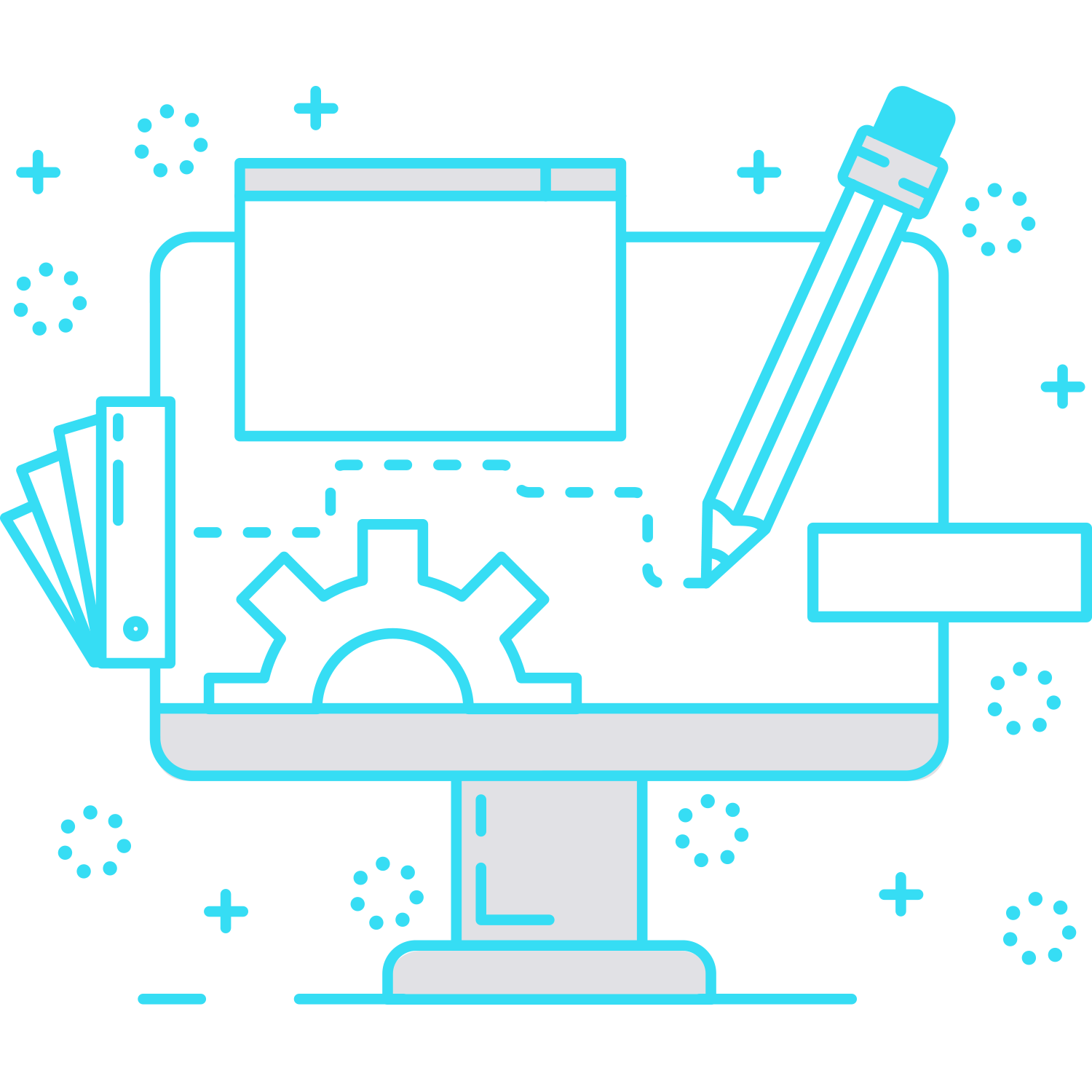 Web Design Clipart of a computer screen displaying HTML code editing with tags like </> representing web development.
